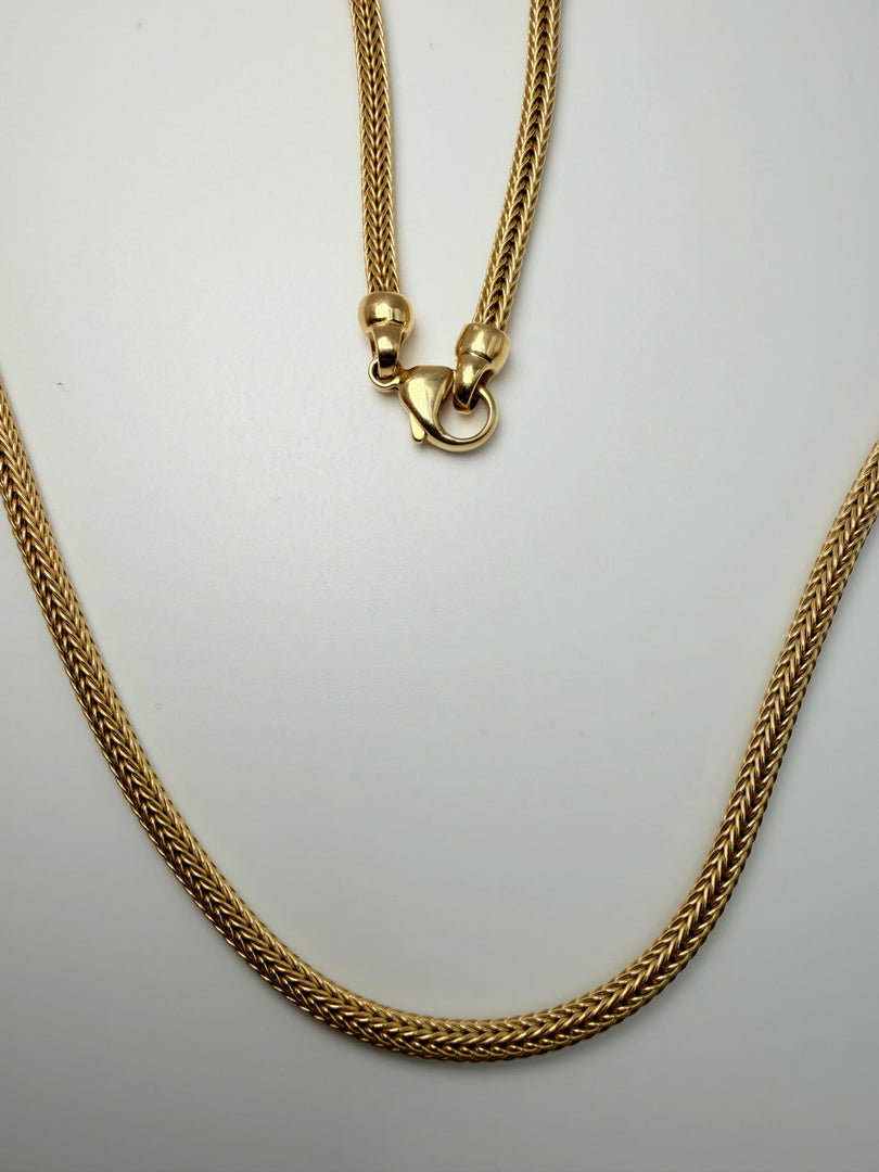 18Kt Yellow Gold Round Wheat 18" Chain
