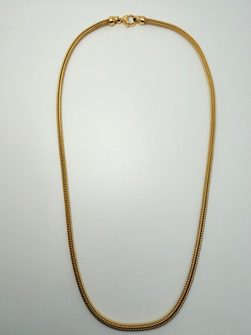 18Kt Yellow Gold Round Wheat 18" Chain