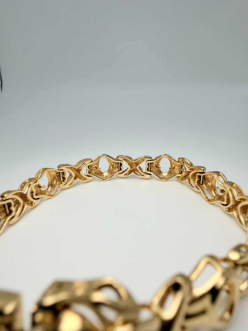 14Kt Yellow Gold X/O Bracelet With Safety Clasp