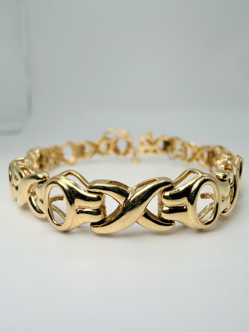 14Kt Yellow Gold X/O Bracelet With Safety Clasp
