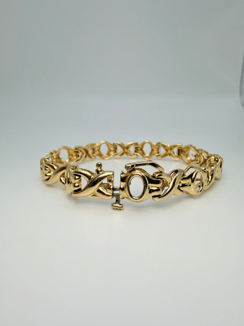 14Kt Yellow Gold X/O Bracelet With Safety Clasp